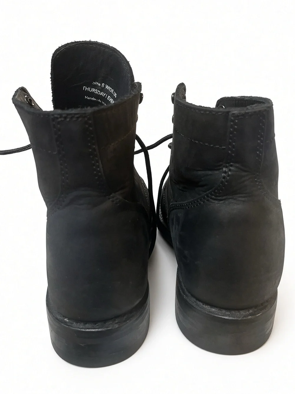 Thursday Boot Co Black Matte Captain Lace Up Leather Boots Men's Size 8 Wide